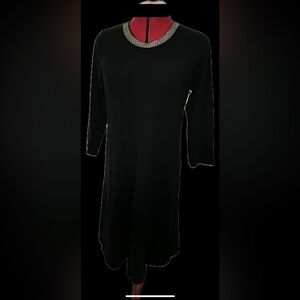 Liz Claiborne Small Black Dress with Sparkling Neckline NWT